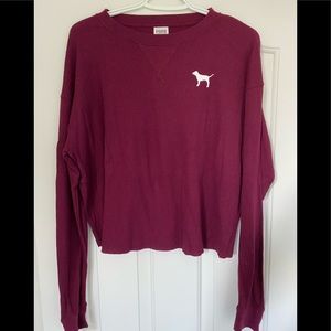 Pink - waffle jersey in maroon